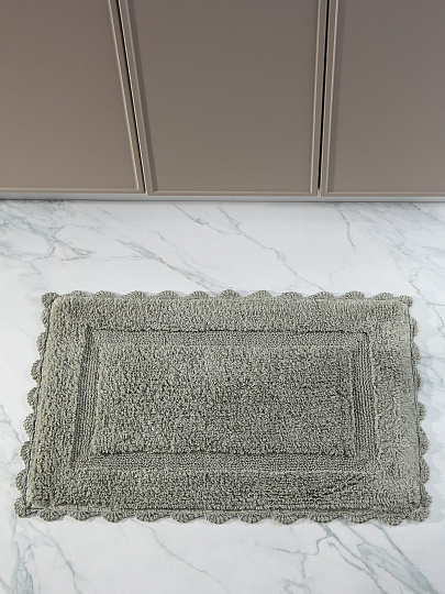 Коврик для ванной, 0.5х80 см, хлопок, ажурный край, темно-серый, Silvano, Лиона