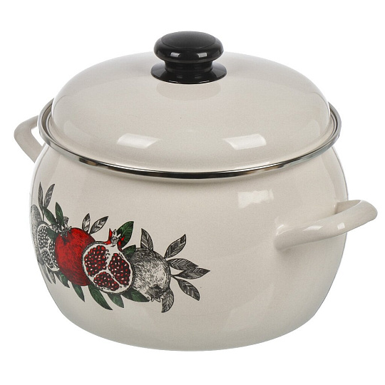 Кастрюля эмалированная сталь, 5 л, с крышкой, крышка сталь, полусфера, ЛЗЭП, Цвет граната, С-4216АП2/4Жм, индукция
