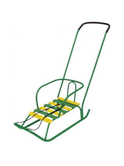 Санки Ветерок, В2/З2, металлическая спинка, ручка, зеленые, Nika
