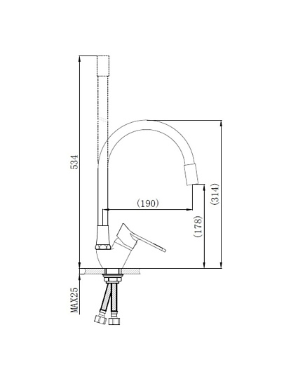 Смеситель для кухни, РМС, гибкий излив, с картриджем, SL137W-016F
