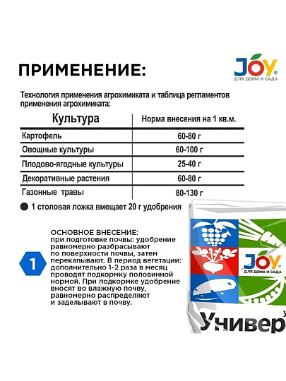 Удобрение Универсал, минеральное, 1 кг, Joy