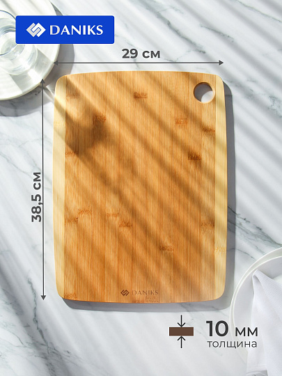 Доска разделочная бамбук, 38.5х29х1 см, прямоугольная, Daniks, H-1569