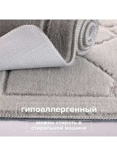 Набор ковриков для ванной и туалета, антискользящий, 2 шт, 0.5х0.6, 0.6х1 м, полиэстер, РМС, КК-02ТС-100х60/50х60
