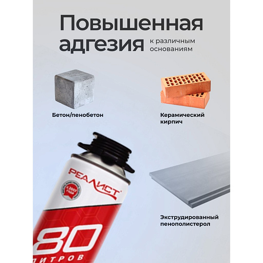 Пена монтажная Realist, PRO Red, профессиональная, 80 л, летняя