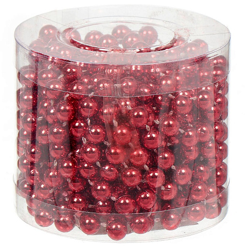 Бусы новогодние пластик, 0.8х500 см, круглые, красные, SY18ZL-81 R