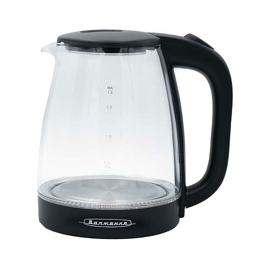 Чайник электрический Волжанка, ЭЧ-100, 1.8 л, 1500 Вт, скрытый нагревательный элемент, стекло