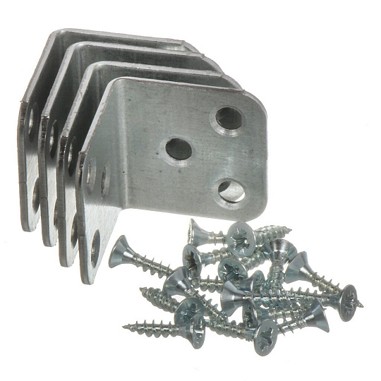 Уголки мебельные 30x30x30x2 мм, с шурупом, белый цинк, 4 шт, Element, 152820