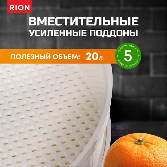 Сушилка для овощей, фруктов Rion, R-05D0, 5 поддонов, 520 Вт, белая