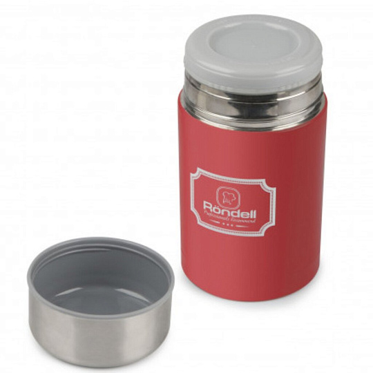 Термос для еды, нержавеющая сталь, 0.8 л, широкая горловина, Rondell, Picnic Red, медь, внутренний контейнер, RDS-945