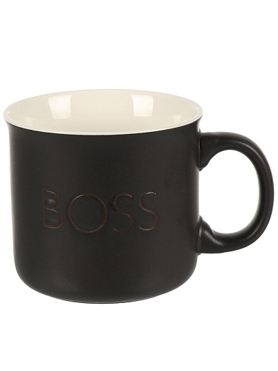 Кружка керамика, 620 мл, Boss, матовая, Daniks, R2250/4358, черная