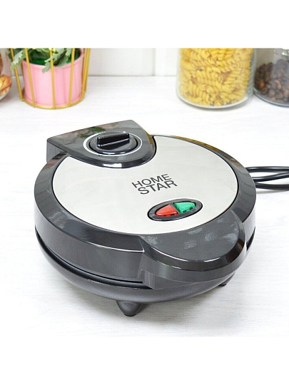 Вафельница Homestar, HS-2028, 1200 Вт, черный с серебром, антипригарное покрытие, 105198