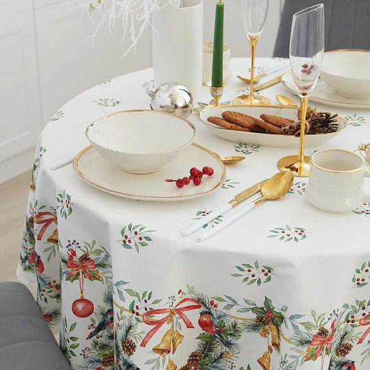 Скатерть 150х150 см, 100% хлопок, саржа, 190 г/м2, с ГМВО, Этель, Сhristmas bells, 7319013