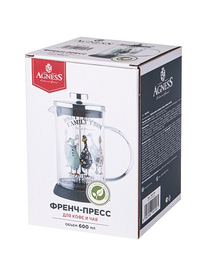 Френч-пресс 0.6 л, стекло, Agness, Family farm, 894-156