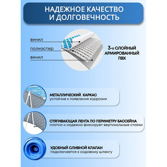 Бассейн каркасный Bestway, 366х201х66 см, 561FV, фильтр-насос, 4000 л