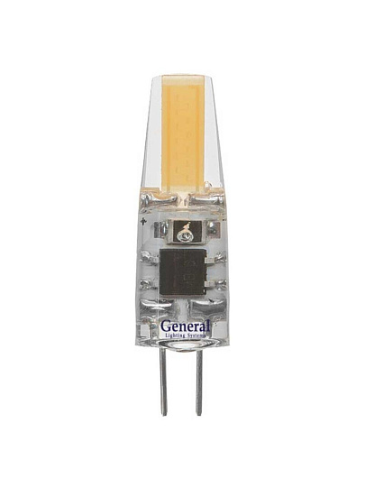 Лампа светодиодная G4, 3 Вт, 220 В, капсула, 2700 К, теплый белый свет, General Lighting Systems, COB, 651800