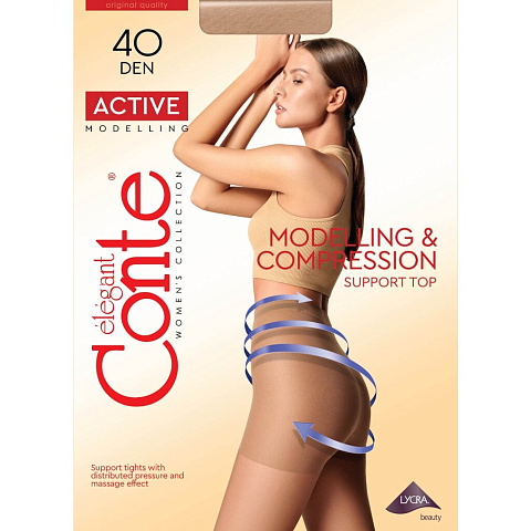 Колготки Conte, Active, 40 DEN, р. 3, natural/телесные, шортики утягивающие