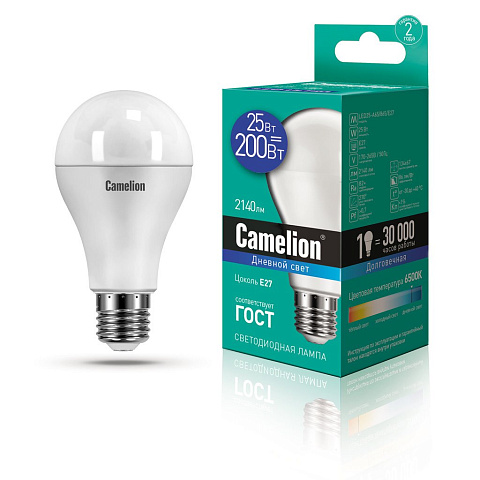 Лампа светодиодная 25Вт 220В 6500К Camelion LED25-A65/865/E27