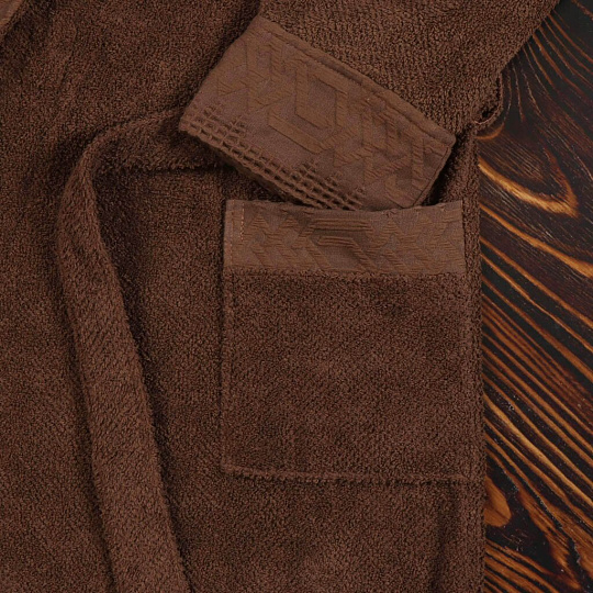 Халат мужской, махровый, 100% хлопок, коричневый, XL-XXL, 52-54, Barkas, Aria, AI-1905027