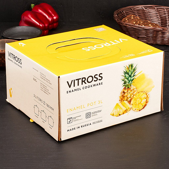 Кастрюля эмалированная Vitross Mustard 9SD185S горчица, 3 л