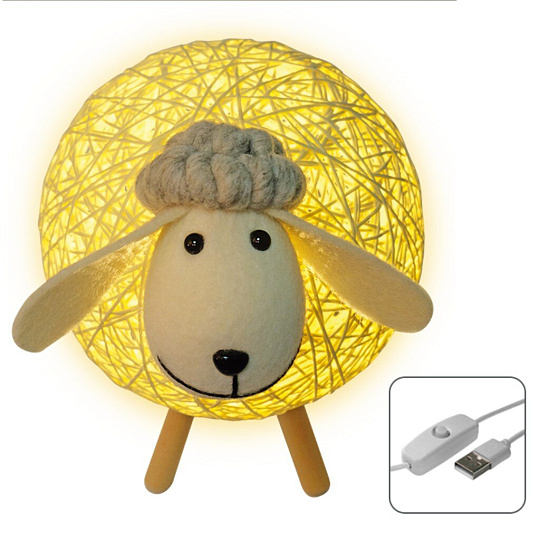 Светильник светодиодный 3 Вт, детский, с USB, JazzWay, JS3-Lamb, 5038110, «Овечка»
