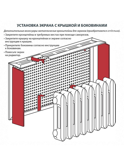 Боковина для экрана радиатора, МДФ, 156х600 мм, дуб винтаж, 2шт+саморезы, Стильный Дом, v546919