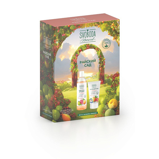 Набор подарочный для женщин, Svoboda Natural, Райский сад, крем-гель для душа+лосьон для тела
