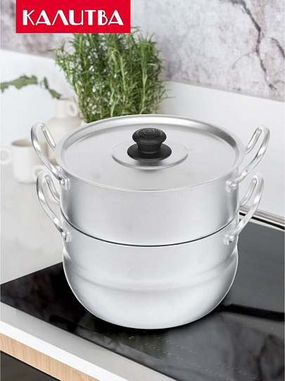 Пароварка алюминий, 18 см, 2.5 л, Калитва, крышка алюминий, 14425