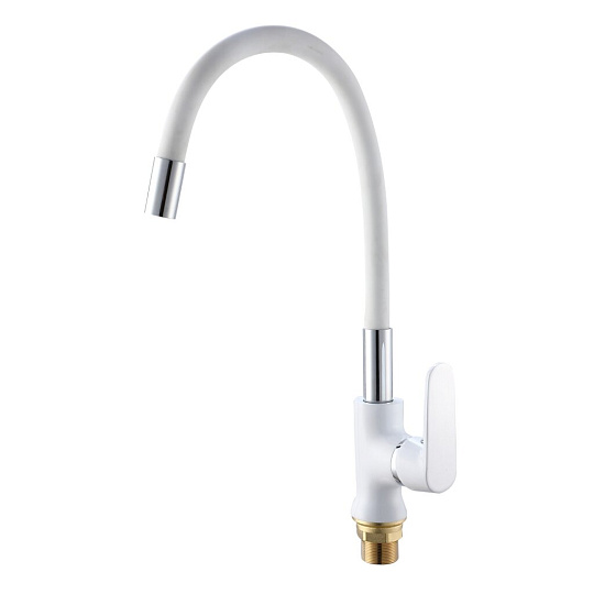 Смеситель для кухни, РМС, гибкий излив, с картриджем, белый, SL123W-016F-1