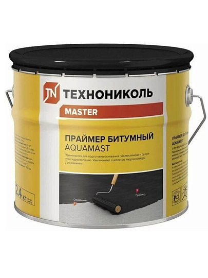 Праймер битумный, Технониколь, AguaMast, для внутренних и наружных работ, 3 л, 2.4 кг