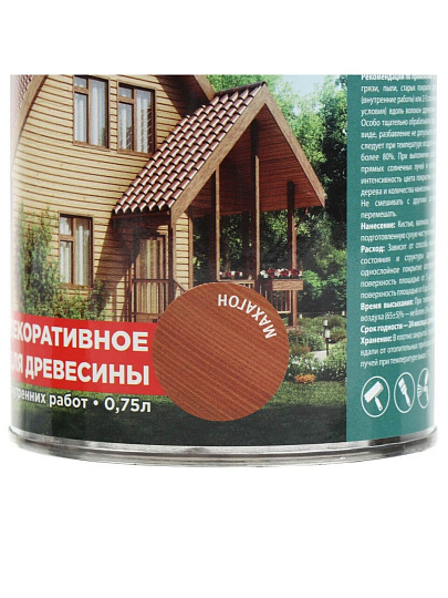 Защитно-декоративное покрытие Русские узоры, для дерева, махагон, 0.7 л