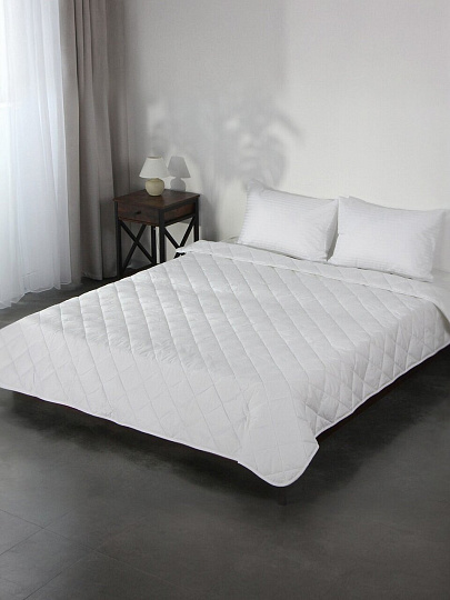 Одеяло 1.5-спальное, 140х205 см, Лебяжий пух, волокно полиэфирное, 180 г/м2, облегченное, чехол 100% хлопок, Silvano