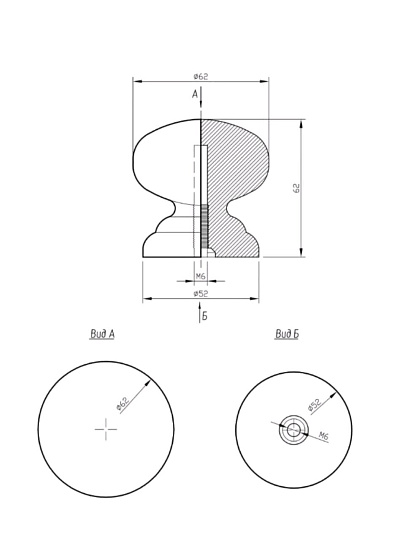 Ручка круглая, береза, дерево