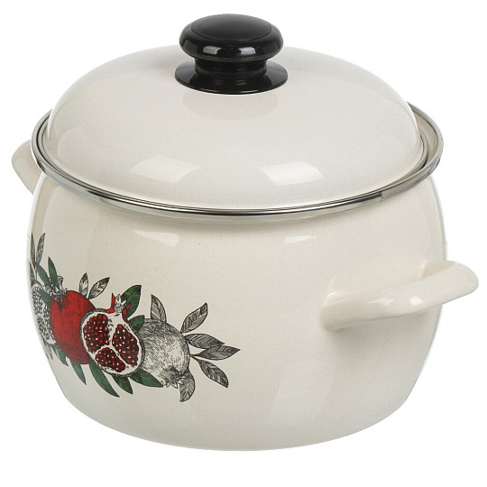 Кастрюля эмалированная сталь, 3.5 л, с крышкой, крышка сталь, полусфера, ЛЗЭП, Цвет граната, С-4213АП2/4Жм, индукция