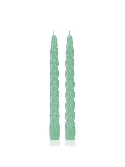 Свеча декоративная, 22х2.1 см, стержень, винтовая, 2 шт, мятная, Bartek Candles, Barok