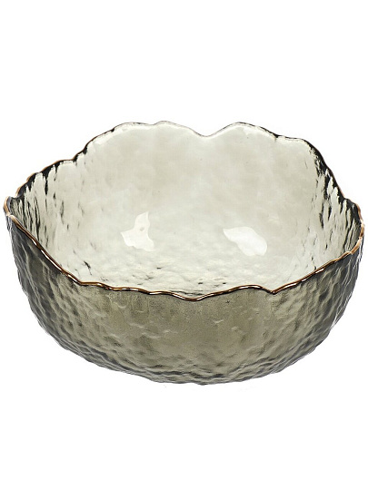 Салатник стекло, круглый, 16х7 см, 0.71 л, отвод золотом, Графит, Y6-10083
