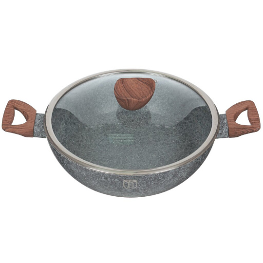 Сотейник алюминий, 28 см, антипригарное покрытие, 4.1 л, Berlinger Haus, Гранит, 1203-ВН, с крышкой, индукция