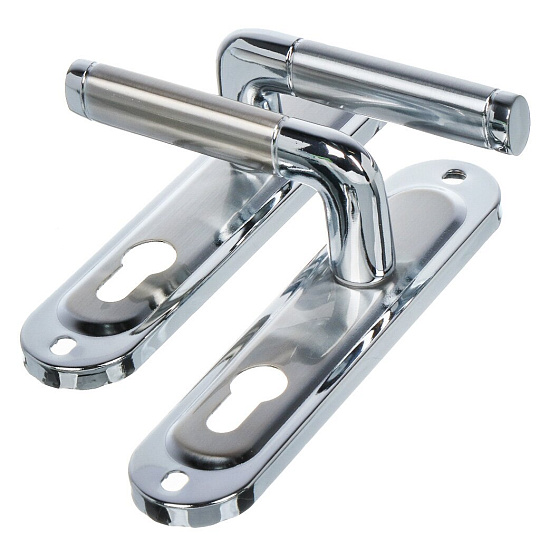 Замок врезной S-Locked, 162-40 мод. 247 SN/CP, 120623, ручка в комплекте, цилиндровый, универсальный, сатин/хром