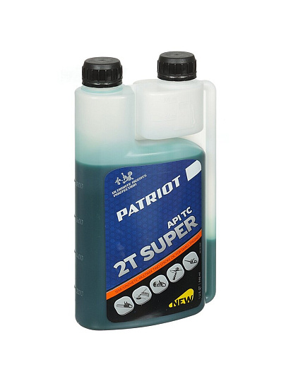 Масло машинное полусинтетическое, для двухтактного двигателя, Patriot, Power Super Active 2T, 0.946 л, с дозатором, 850030569