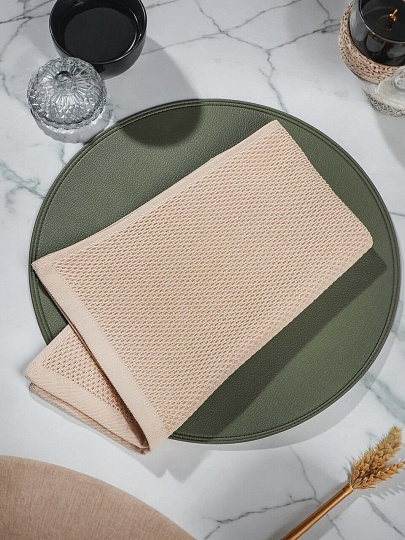 Полотенце кухонное вафельное, 40х60 см, 300 г/м2, 100% хлопок, Silvano, Esthetic, пудрово-бежевое, Узбекистан