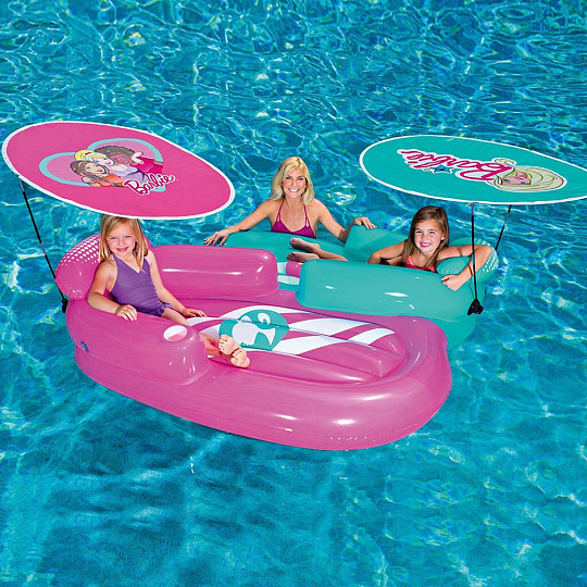 Матрас для плавания 170х178 см, Bestway, Barbie, 93206, с навесом