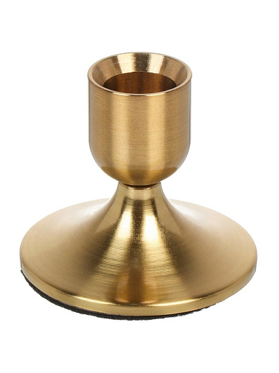 Подсвечник декоративный металл, 1 свеча, 6х6 см, золотой, Y6-10447