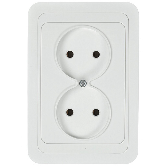 Розетка скрытой установки, 2 гнезда, без заземления, 10 А, белая, TDM Electric, Валдай, SQ1804-0009