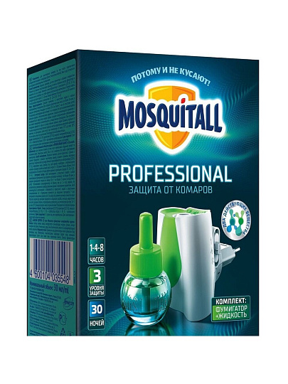 Репеллент от комаров, фумигатор с жидкостью, Mosquitall, Профессиональная защита, 30 мл, 46 00104 03554 8