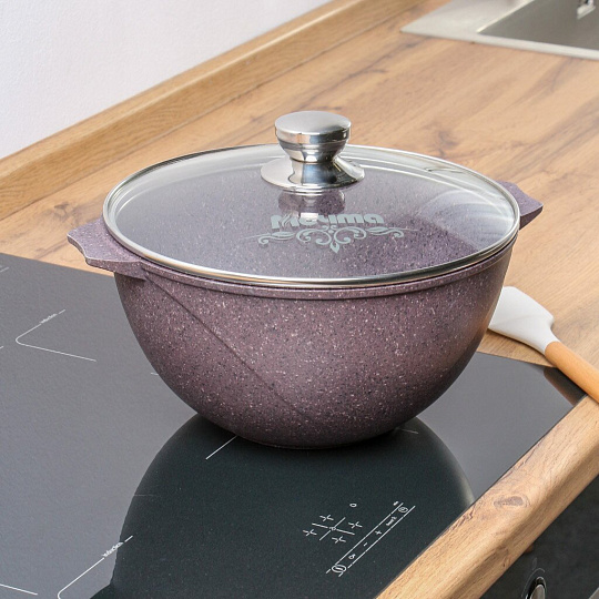 Казан алюминий, антипригарное покрытие, 5 л, Premium violet, с крышкой, Мечта, 55904