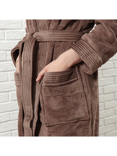 Халат унисекс, махровый, 80% полиэстер, 20% хлопок, шоколад, M, 44, Y231