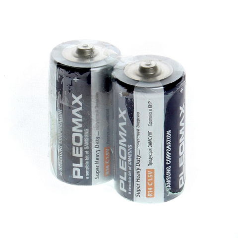 Батарейка Pleomax, C (R14), Super heavy duty Samsung, солевая, 1.5 В, спайка, 2 шт, 32