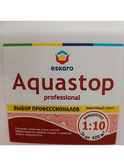 Грунтовка водно-дисперсионная, акриловая, Eskaro, Aquastop Professional, концентрат 1:10, 1 л