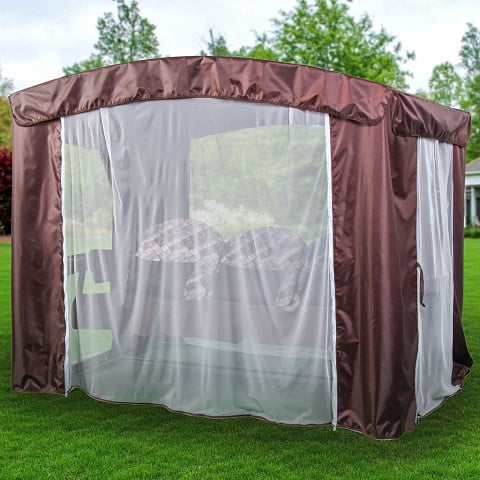 Качели садовые 3-мест, 225х150х185 см, 400 кг, Галеон, раск, мос сет, корич