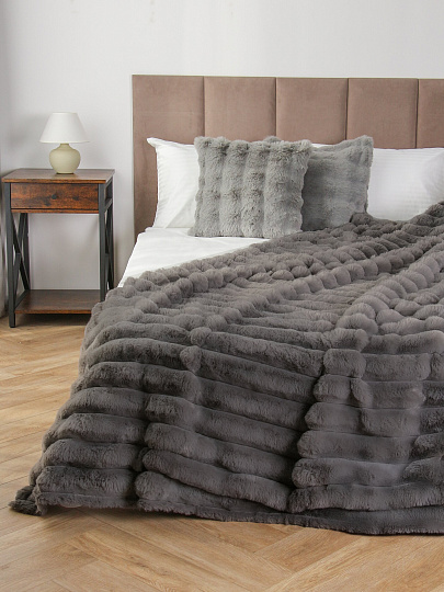 Покрывало евро, 240х260 см, 100% полиэстер, верх ткань 460 гр/м, низ ткань 200гр/м, Silvano, Кролик, графит