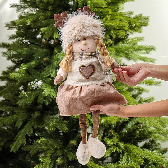 Фигурка декоративная текстиль, Девочка, 40 см, коричневая, Y4-9438